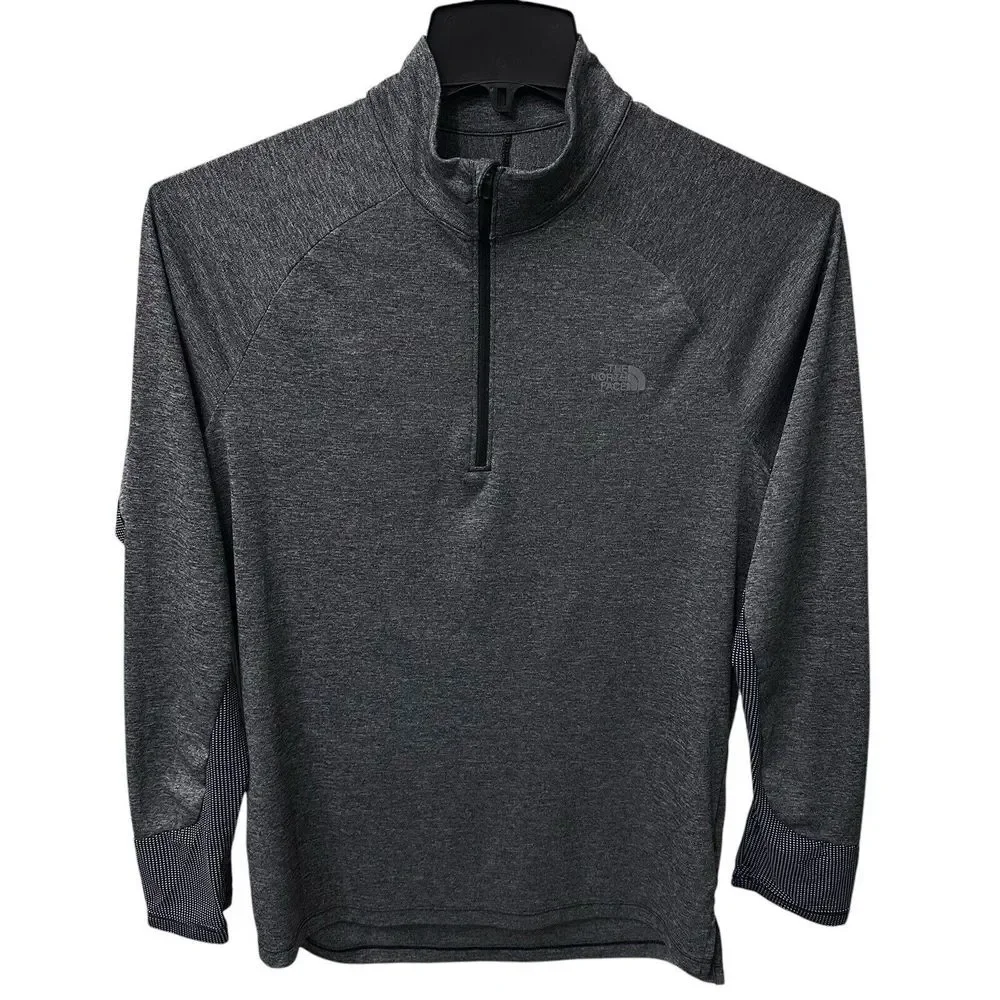The North Face 1/4 Zip Pullover Men's‎ Medium Grey Mock Neck Lightweight Running